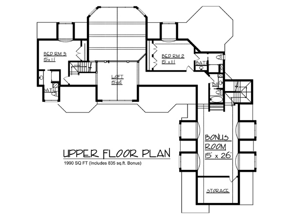 Upper Floor Plan image of The Gull Lake House Plan